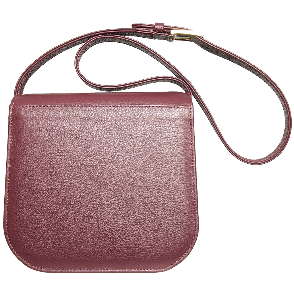 Bordeaux Midi Shoulder Textured Leather Handbag featuring pebbled calf leather and coral red accents, showcasing its spacious interior and stylish design.