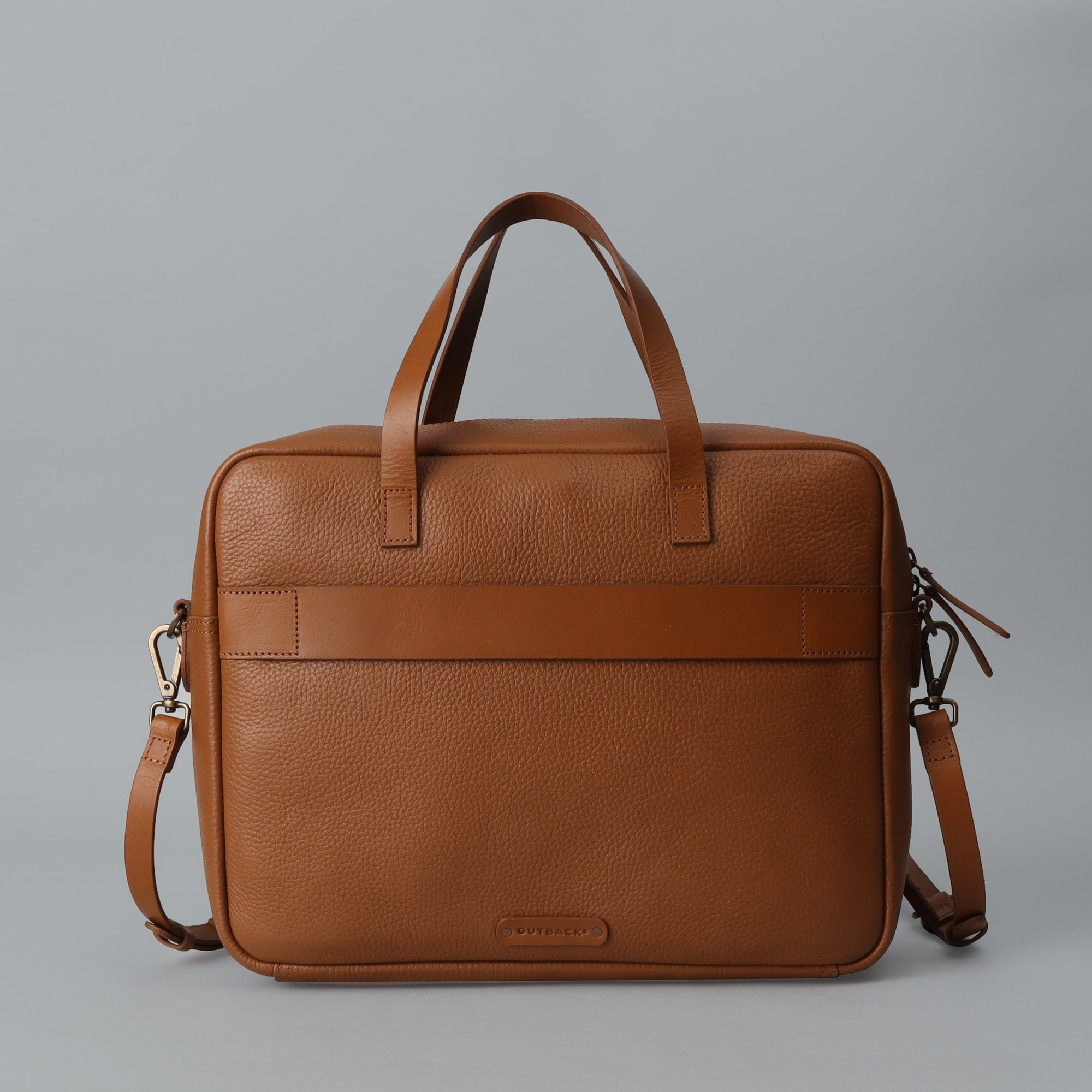 Boston Leather Briefcase showcasing premium full grain leather, spacious compartments, and a comfortable shoulder strap.