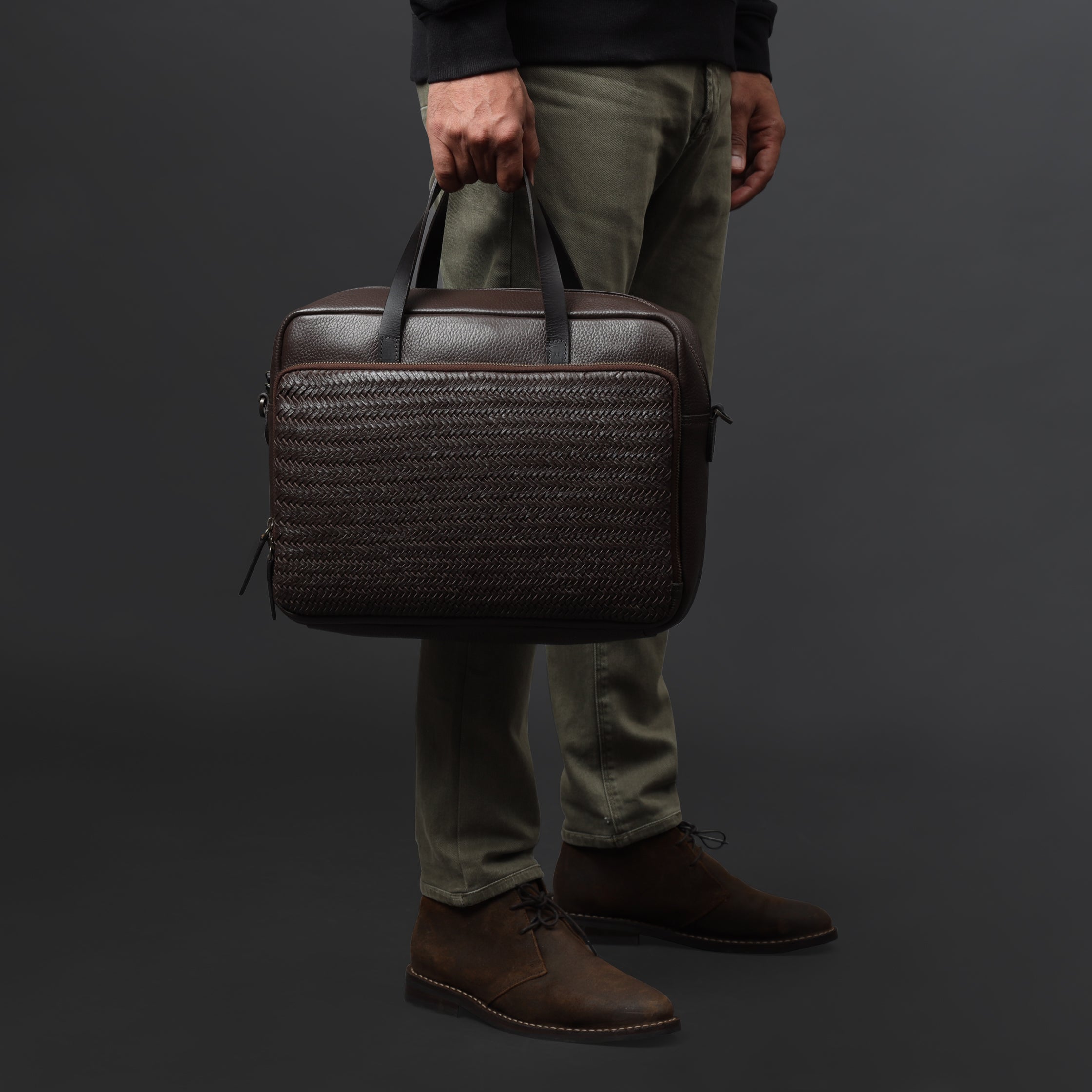 Boston Leather Briefcase showcasing premium full grain leather, spacious compartments, and a stylish design, perfect for professionals.