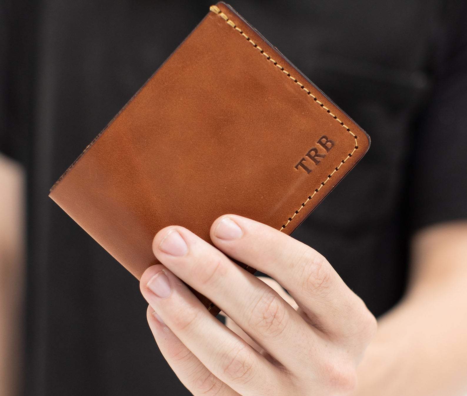 Bowman Bifold Wallet made from genuine full grain leather, featuring a classic design with personalization option.