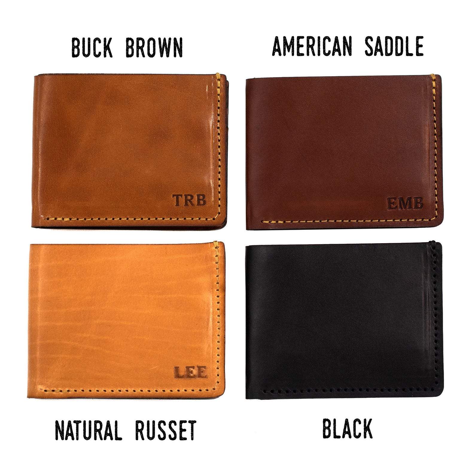 Bowman Bifold Wallet made from genuine full grain leather, featuring a classic design with personalization option.