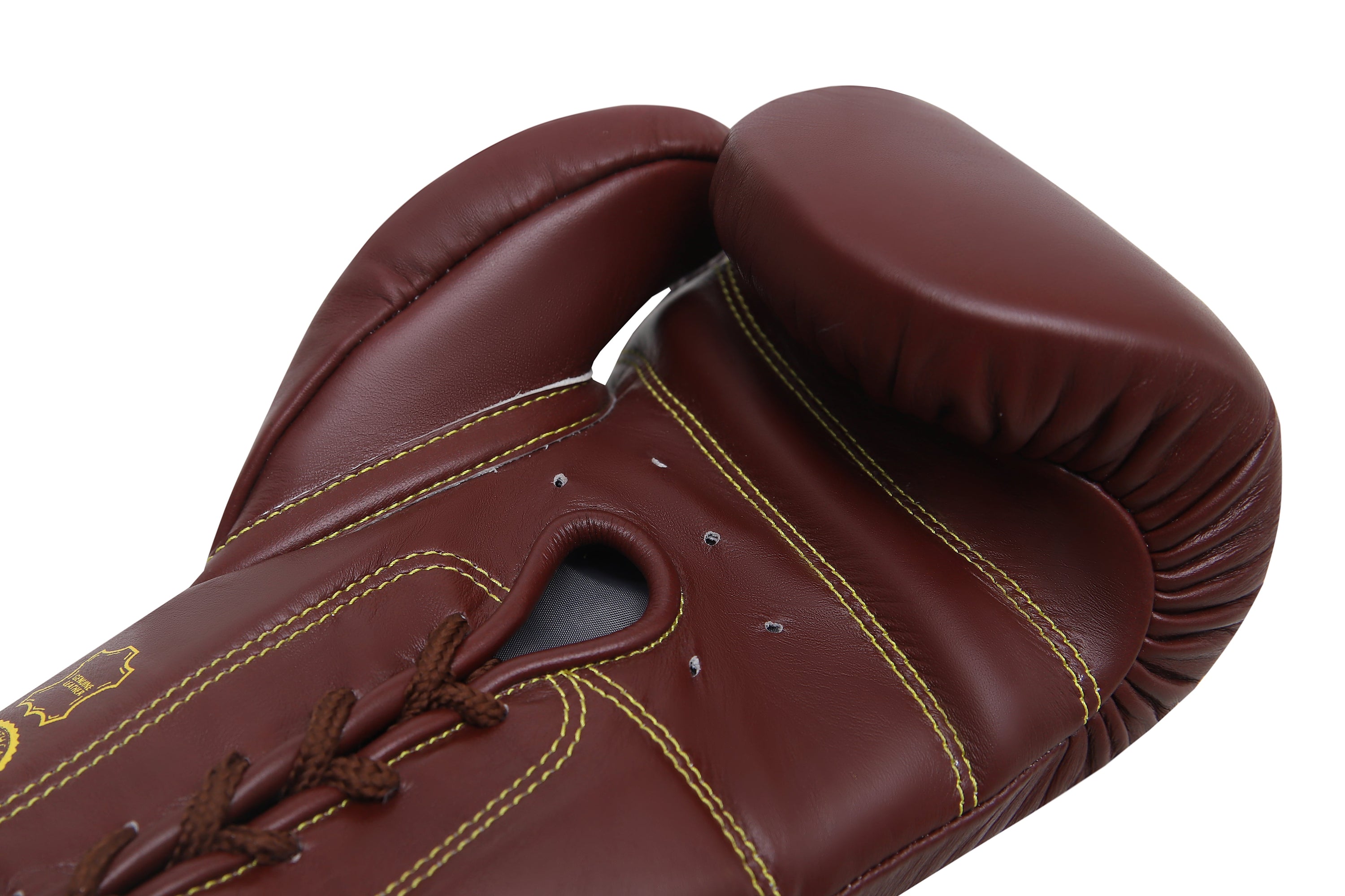 Eagle Eye Boxing Gloves in premium leather with extra padding, showcasing fast laces and reinforced stitching for durability.