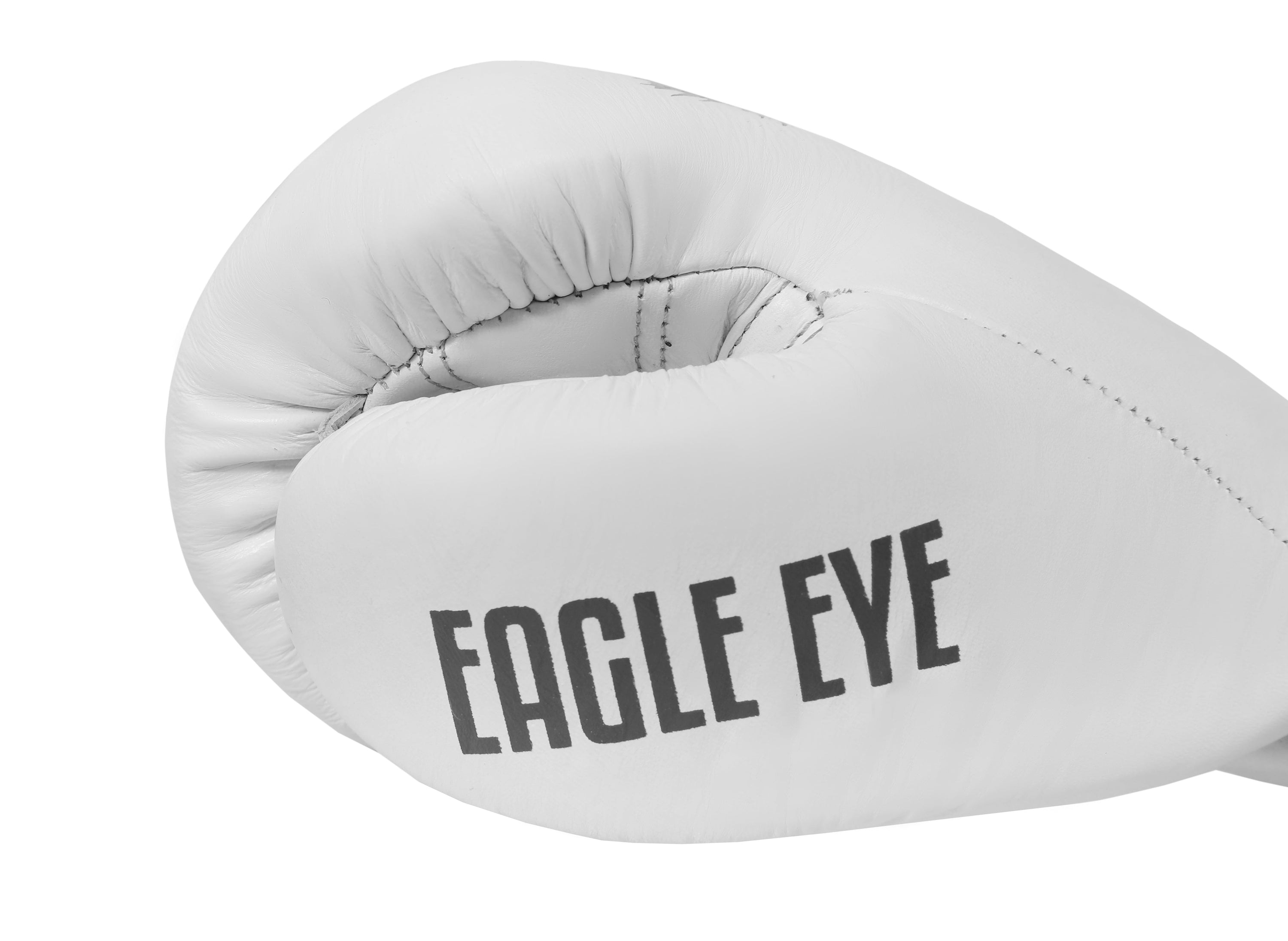 Eagle Eye Boxing Gloves in premium leather with extra padding, showcasing fast laces and reinforced stitching for durability.