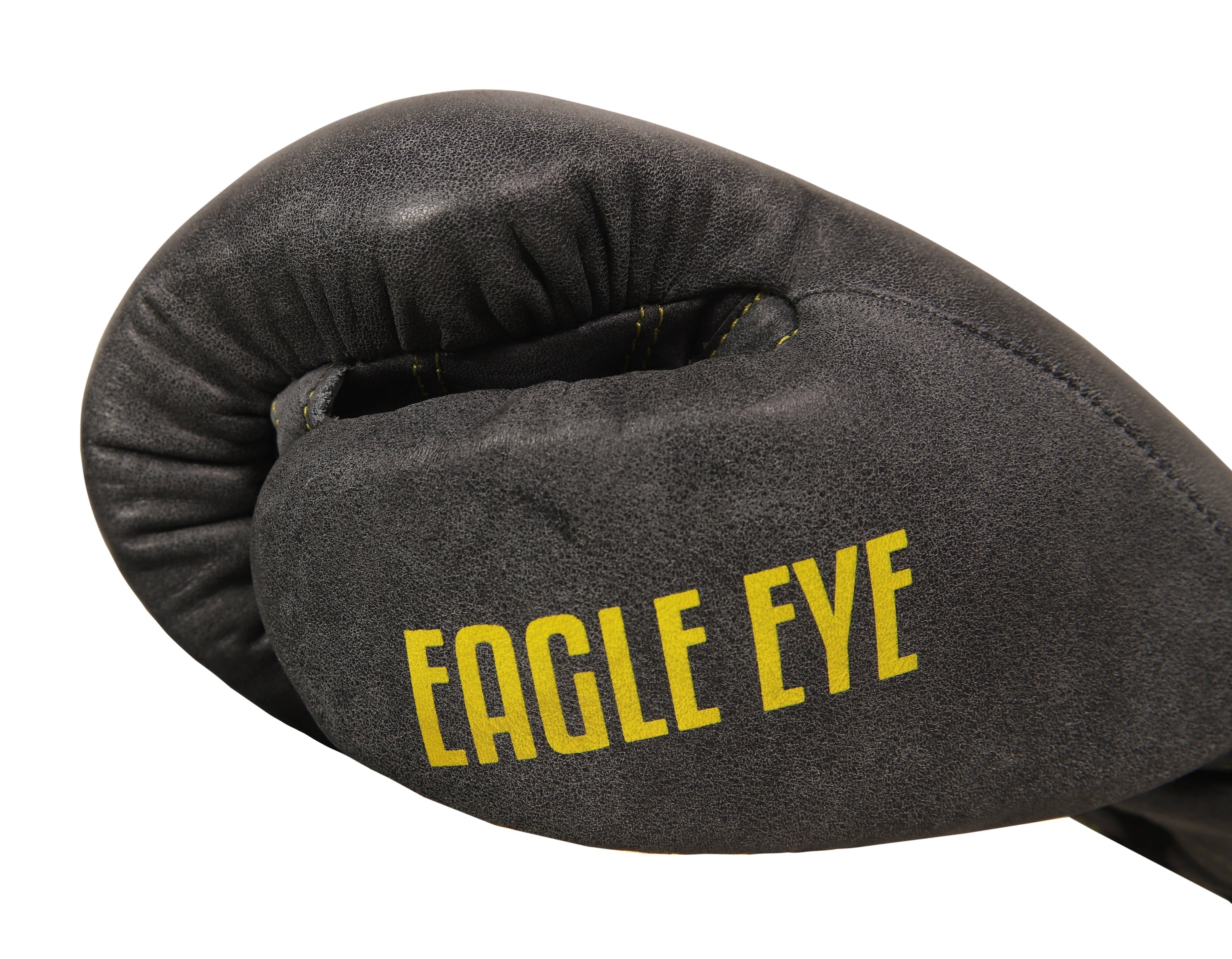 Eagle Eye Boxing Gloves in premium leather with extra padding, showcasing fast laces and reinforced stitching for durability.