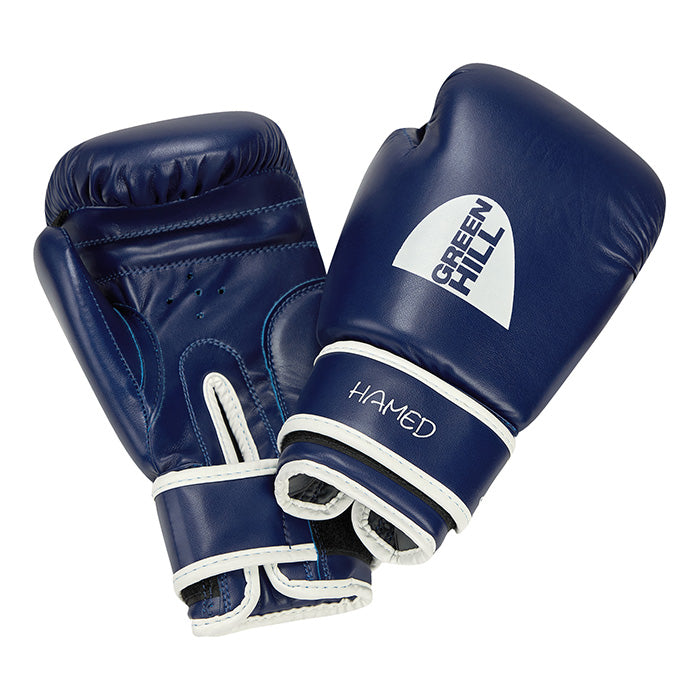 HAMED Boxing Gloves for children in red, blue, and black colors, made of durable artificial leather.