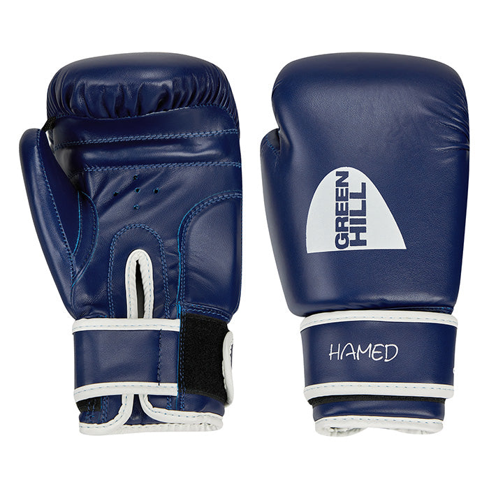 HAMED Boxing Gloves for children in red, blue, and black colors, made of durable artificial leather.