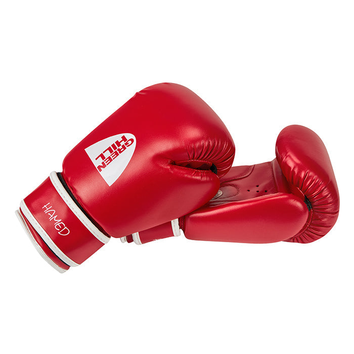 HAMED Boxing Gloves for children in red, blue, and black colors, made of durable artificial leather.