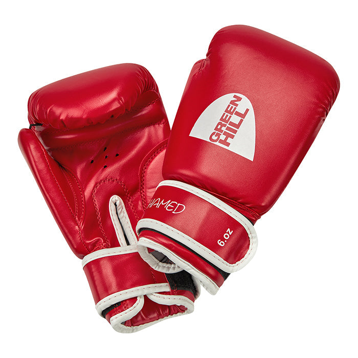 HAMED Boxing Gloves for children in red, blue, and black colors, made of durable artificial leather.