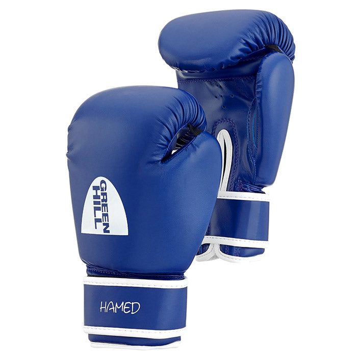 HAMED boxing gloves in red, blue, and black colors, made from artificial leather, designed for children and training.