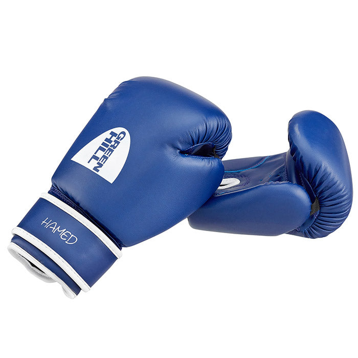 HAMED boxing gloves in red, blue, and black colors, made from artificial leather, designed for children and training.