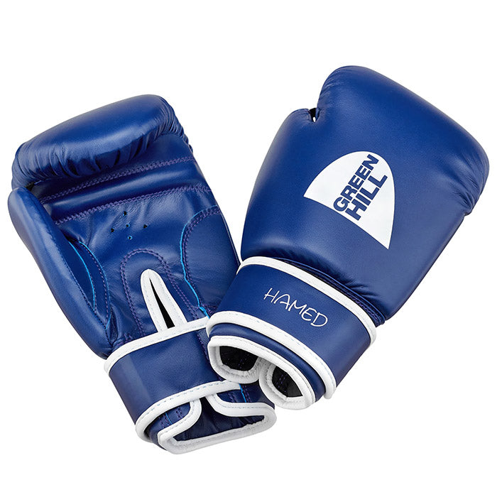 HAMED boxing gloves in red, blue, and black colors, made from artificial leather, designed for children and training.