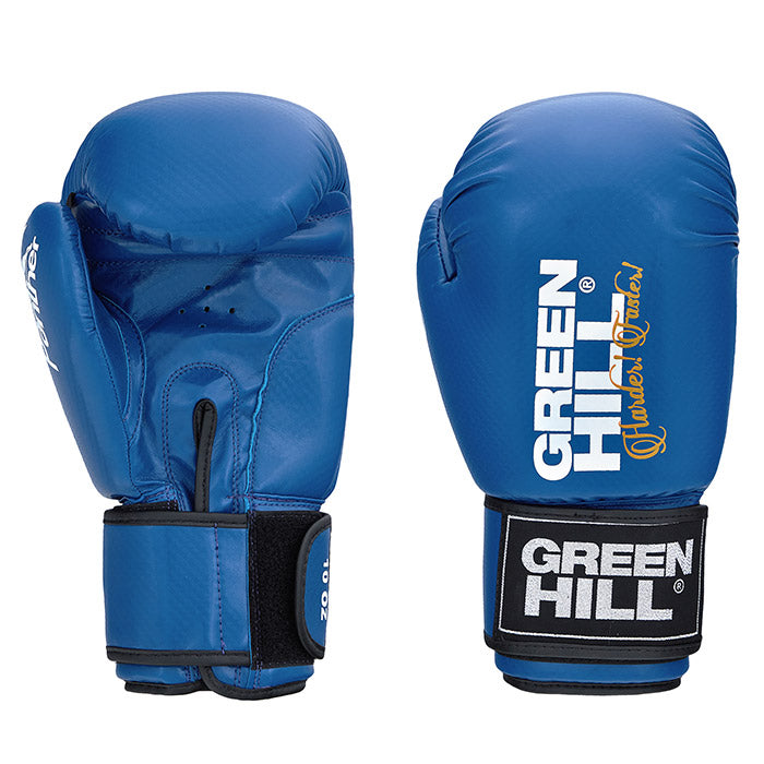 PANTHER Boxing Gloves in red, blue, and black colors, showcasing their durable artificial leather material and training design.