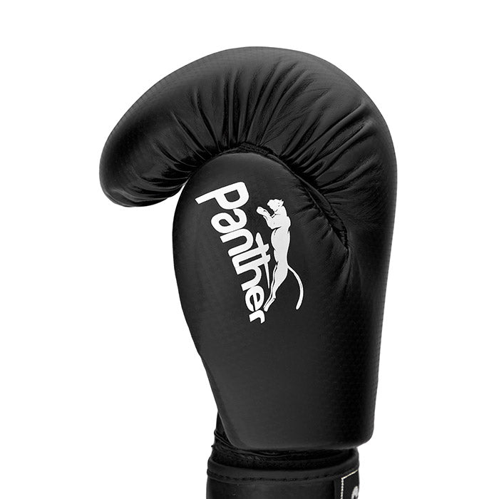 PANTHER Boxing Gloves in red, blue, and black colors, showcasing their durable artificial leather material and training design.