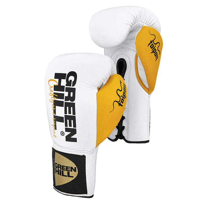 Boxing Gloves Taipan made from genuine leather, featuring multi-layer foam padding and adjustable Velcro straps, available in various colors.