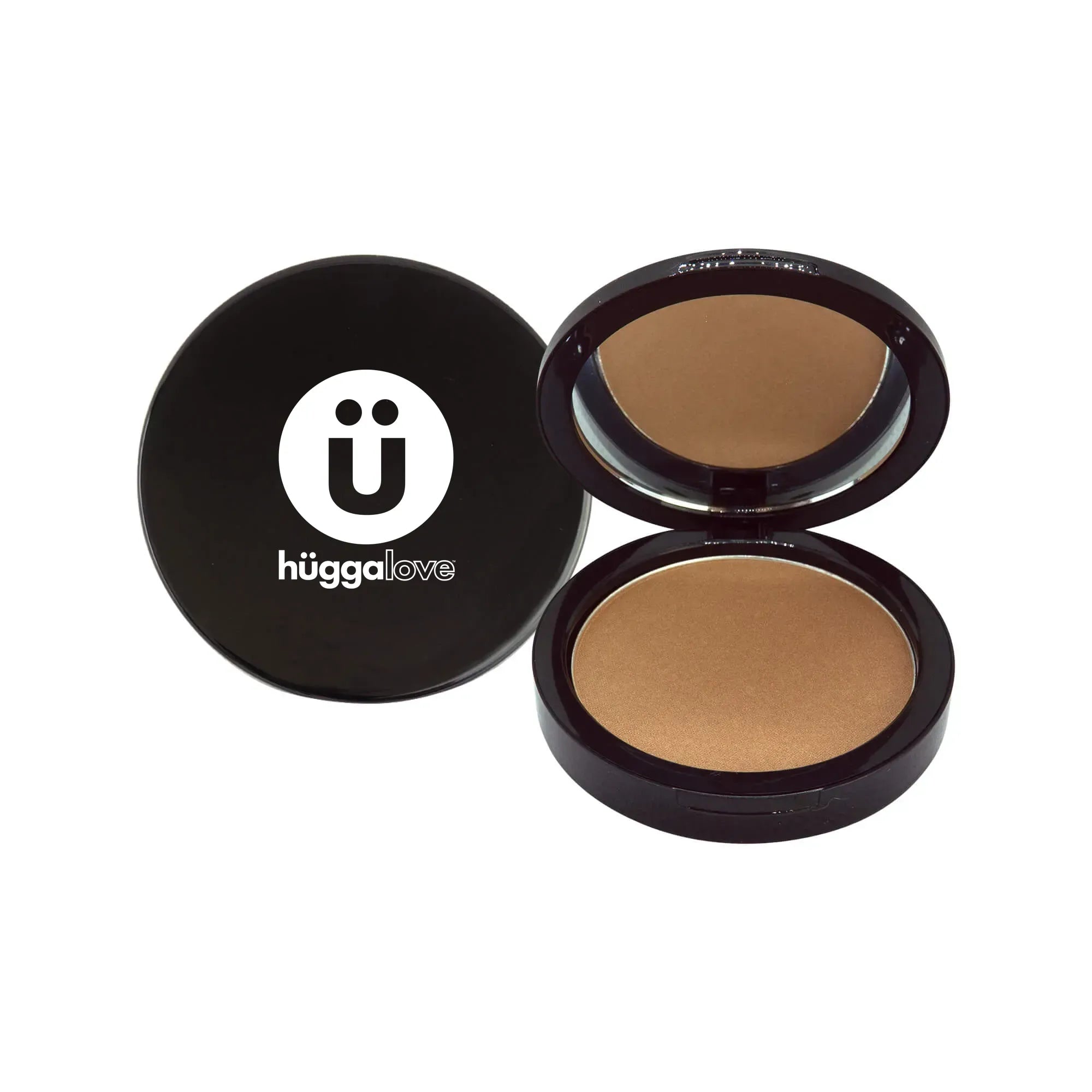 Caramel Bronzer compact showcasing silky texture and rich tones for a natural tan.