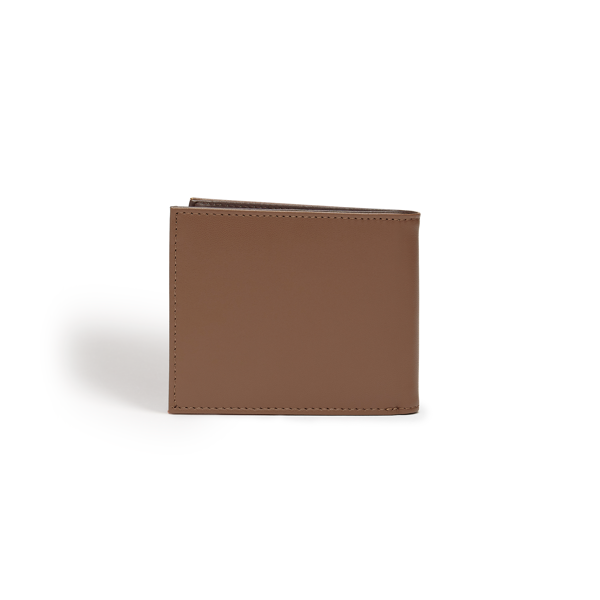 Brown Brave Vegan Bifold Wallet made from ultra-soft microfiber leather with embossed logo and multiple compartments.