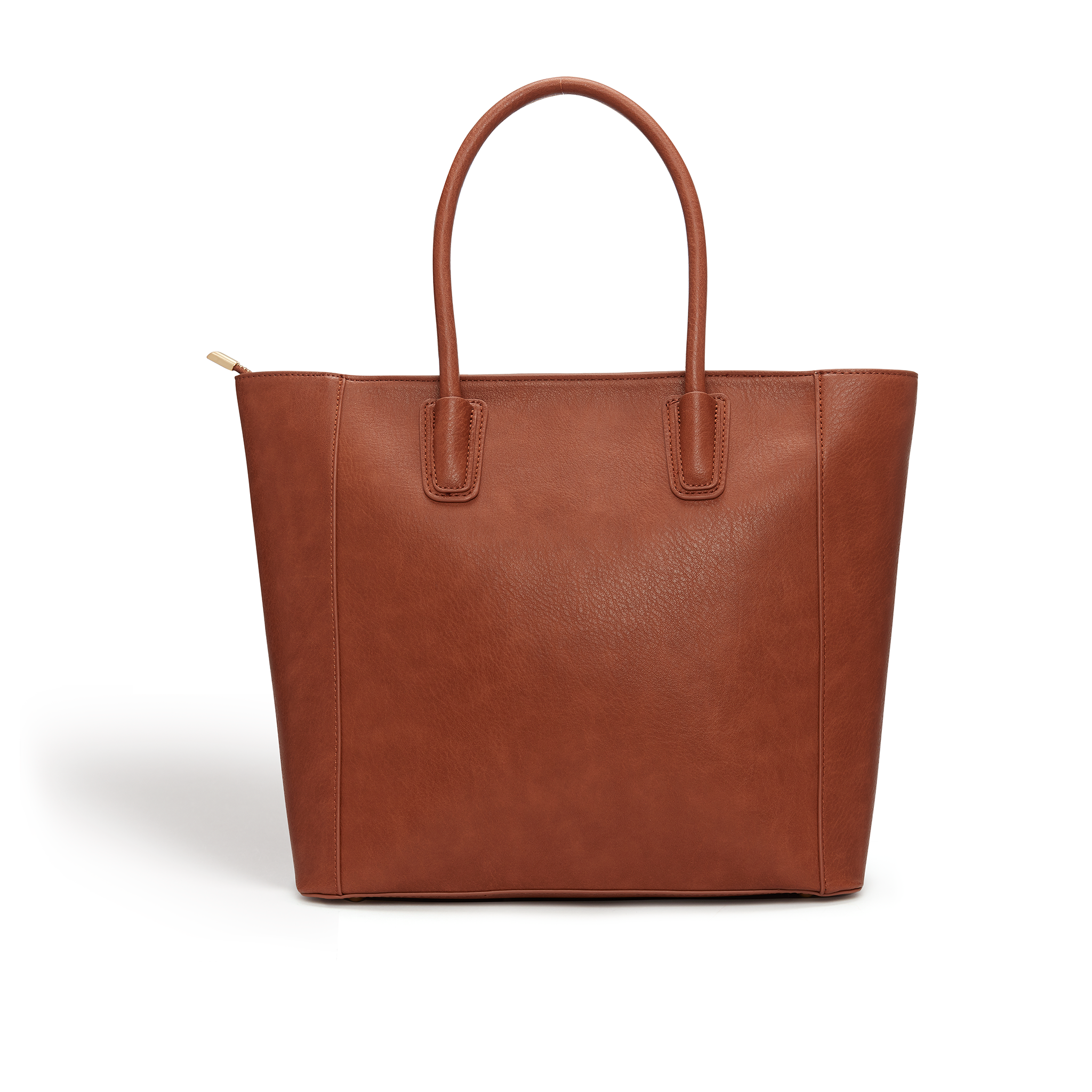 Brown Eufala Vegan Tote Handbag featuring oversized bow design and gold hardware tag, made from recycled materials.