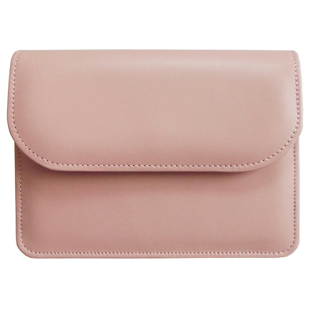 Buffed Leather Belt Bag in coral red, featuring a gold-plated buckle and pebbled calf leather finish, perfect for stylish wear.