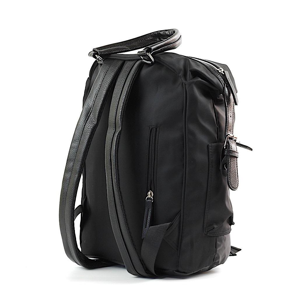 Business/Overnight Backpack with Laptop Pocket in waterproof nylon, featuring adjustable padded straps and multiple organizational pockets.