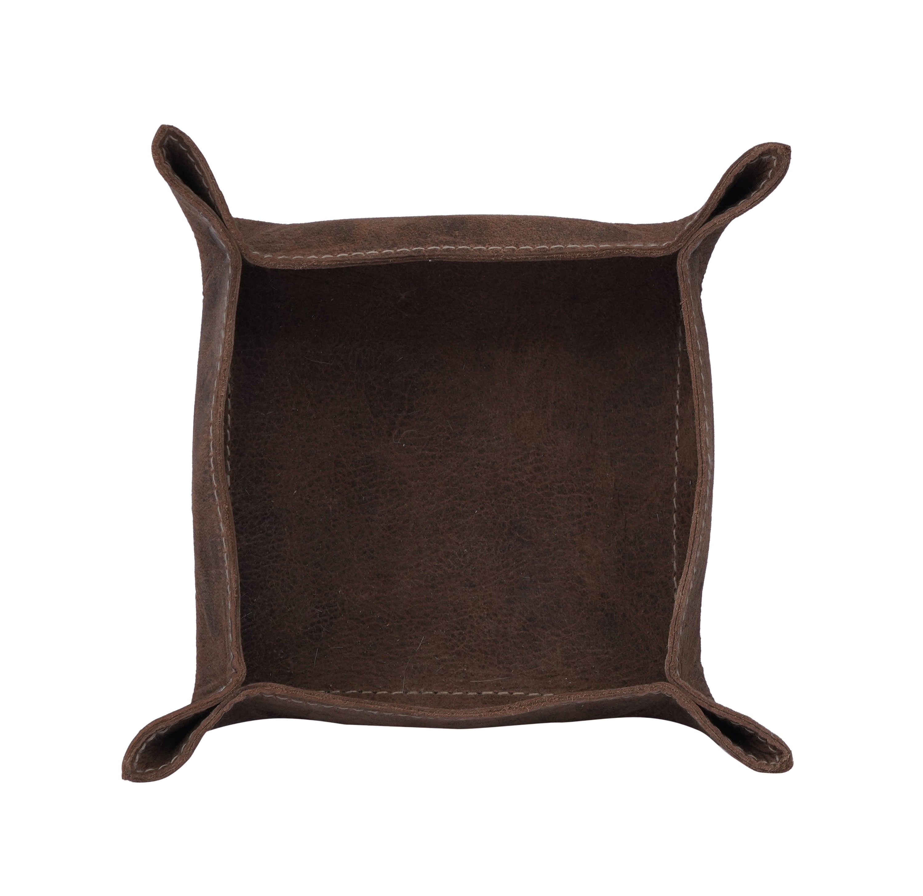 A beautifully crafted Butter Leather Tray made from premium leather, showcasing its elegant butter color and unique handmade design.