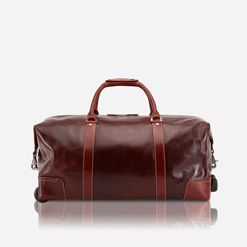 Cabin Wheeled Holdall 55cm in Tobacco color, showcasing its stylish design and durable wheels.