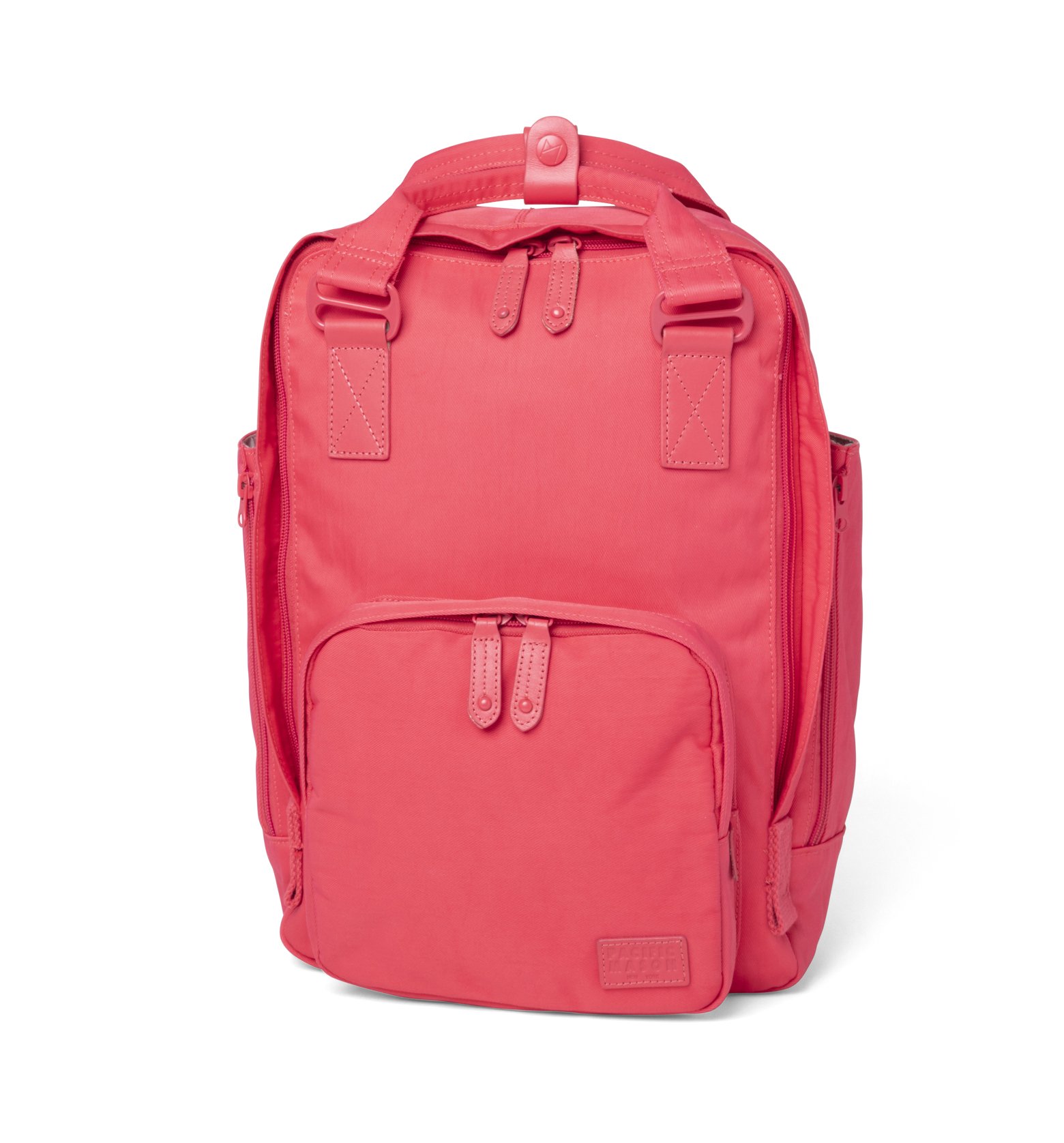 Cama (M) Crimson backpack featuring a sleek design, water-repellent nylon, and leather accents, ideal for daily use.