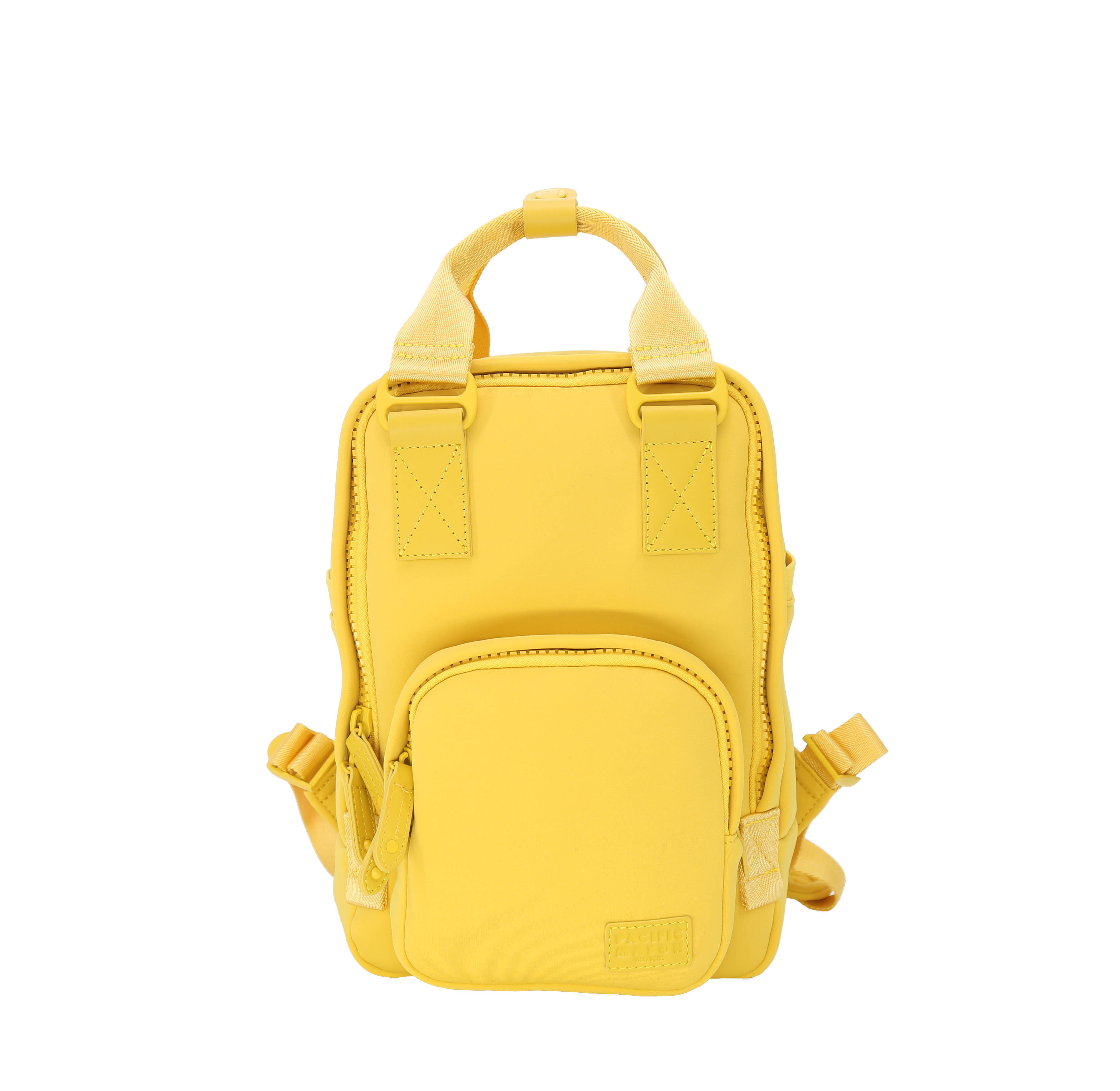 Cama Small Neoprene ELITE backpack in Spicy Mustard color, showcasing its compact design and multiple pockets.