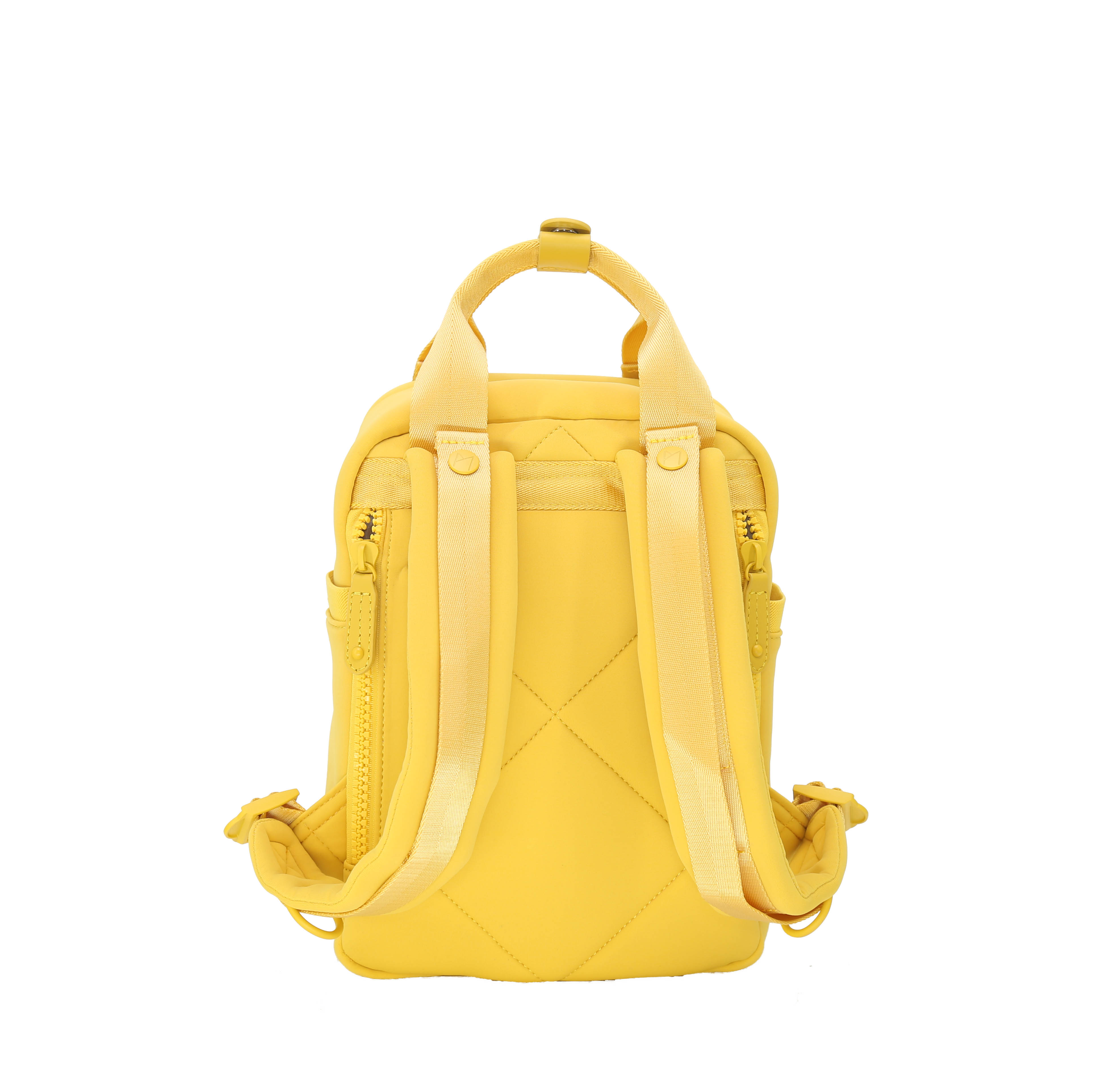 Cama Small Neoprene ELITE backpack in Spicy Mustard color, showcasing its compact design and multiple pockets.