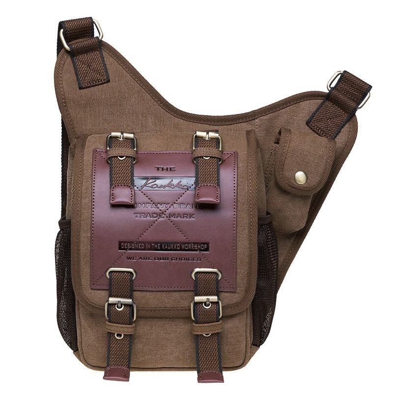 Canvas Retro Chest Bag for Men featuring a stylish design, single strap, and multiple pockets for organization.