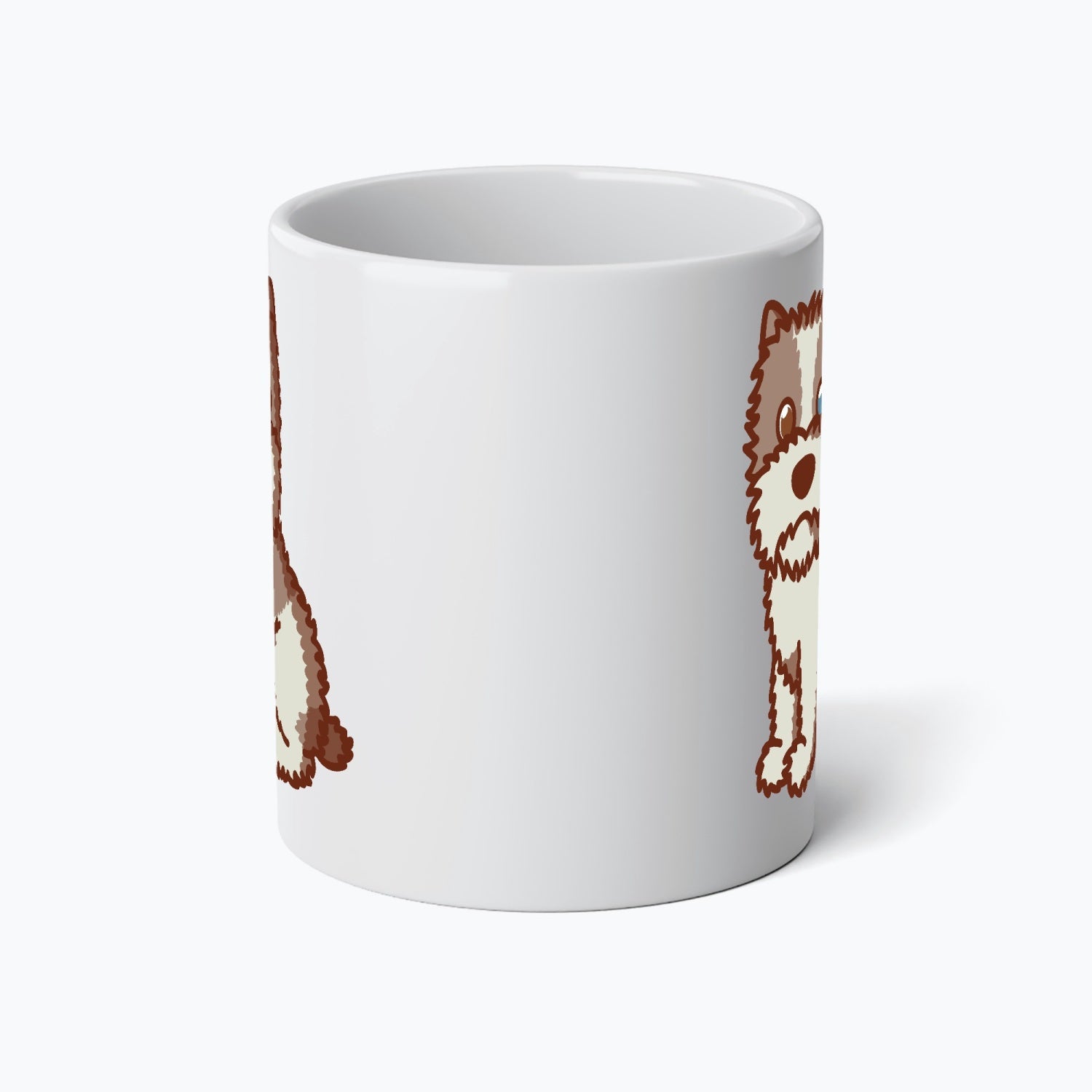 Chappy Jumbo Mug, 20oz ceramic cup with unique artwork by Jacki Easlick, perfect for coffee lovers.