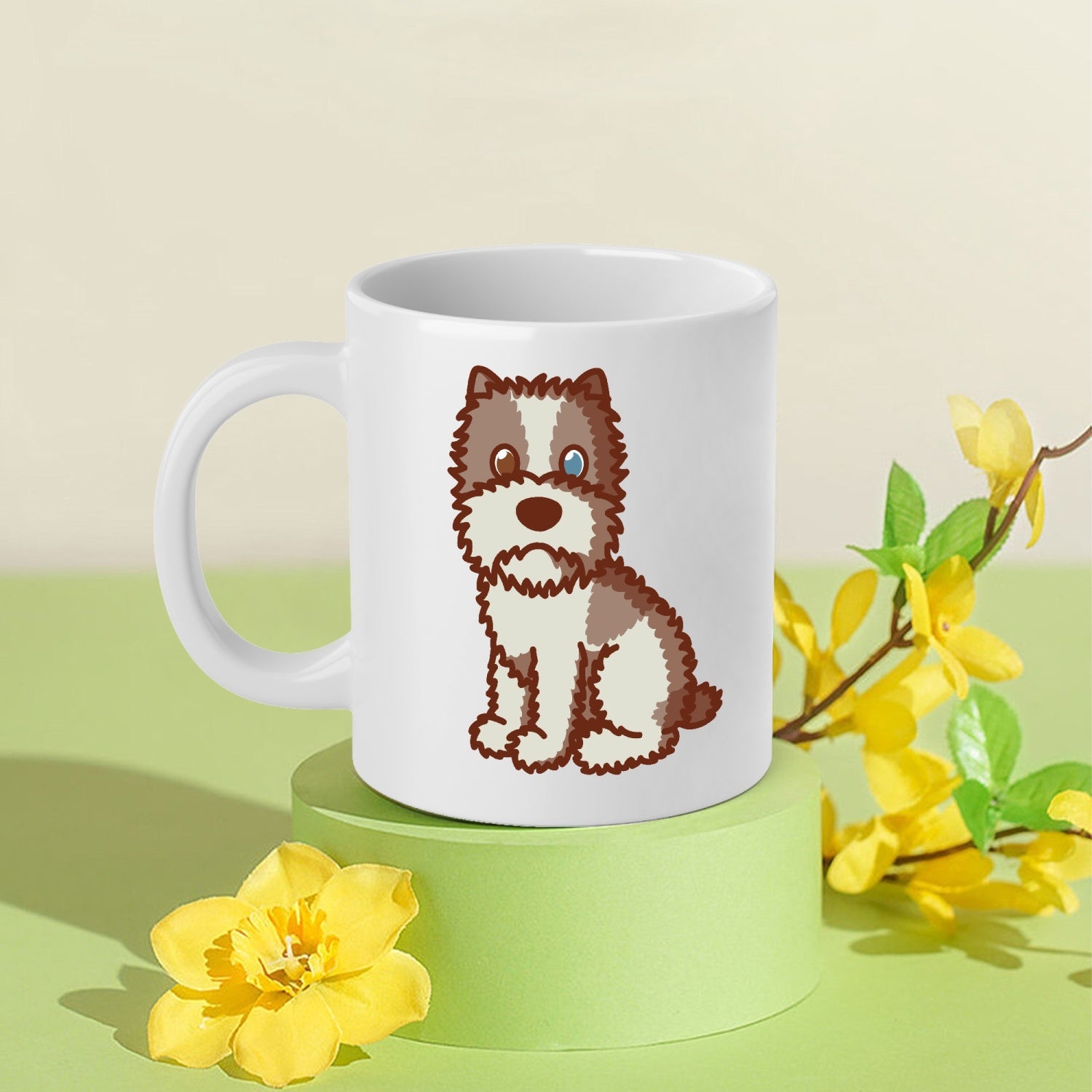 Chappy Jumbo Mug, 20oz ceramic cup with unique artwork by Jacki Easlick, perfect for coffee lovers.