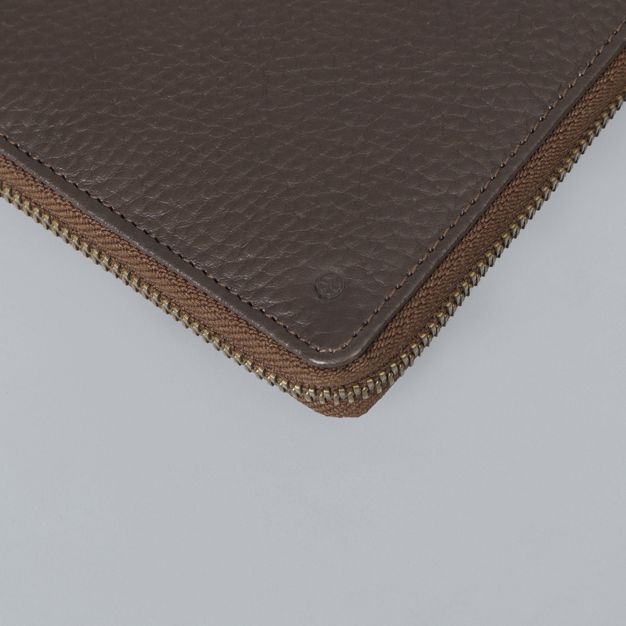 A stylish Cheque Book Leather Wallet made from premium full grain leather, featuring multiple pockets and a secure zipper closure.