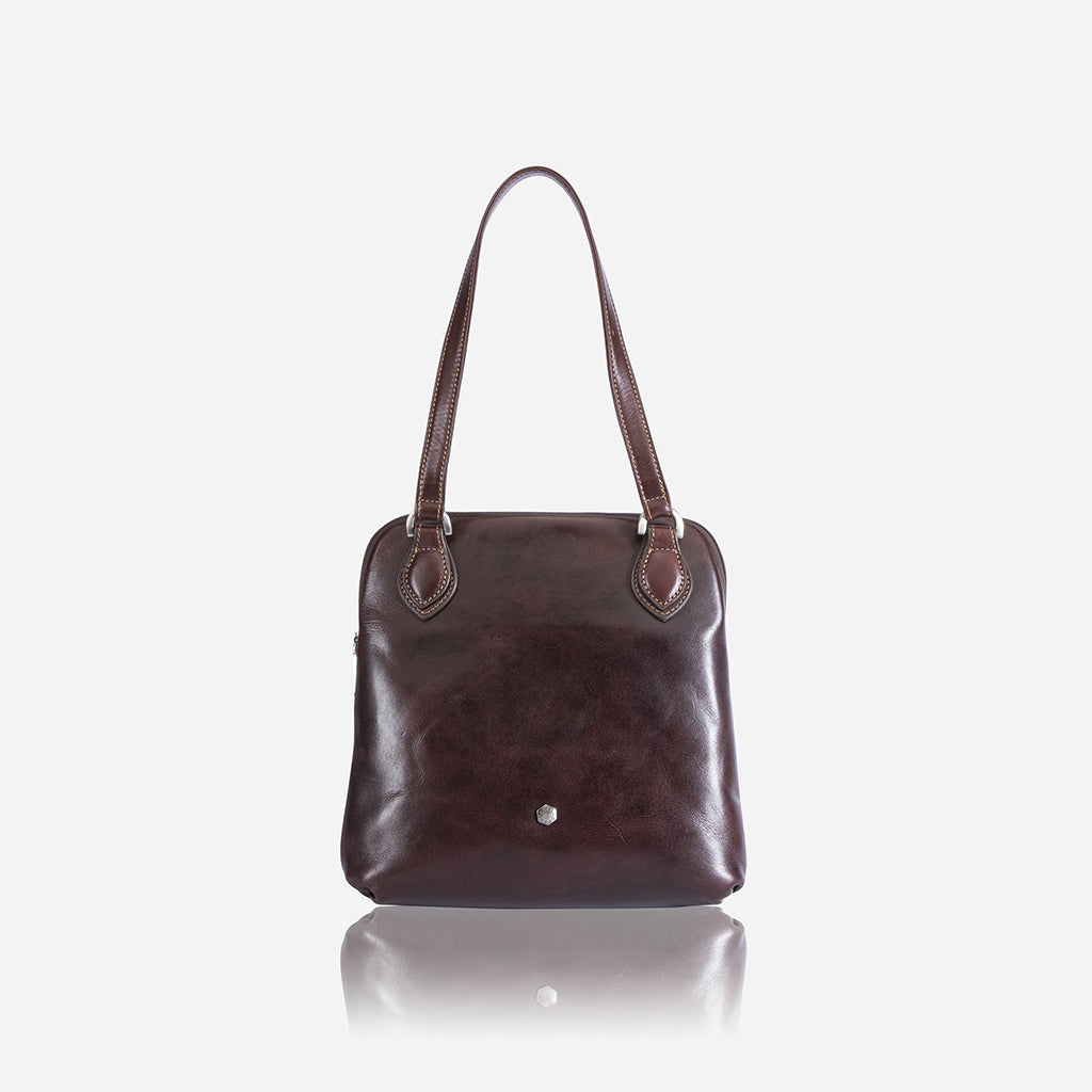 Compact Ladies Handbag in Tobacco, showcasing its elegant design and spacious interior.