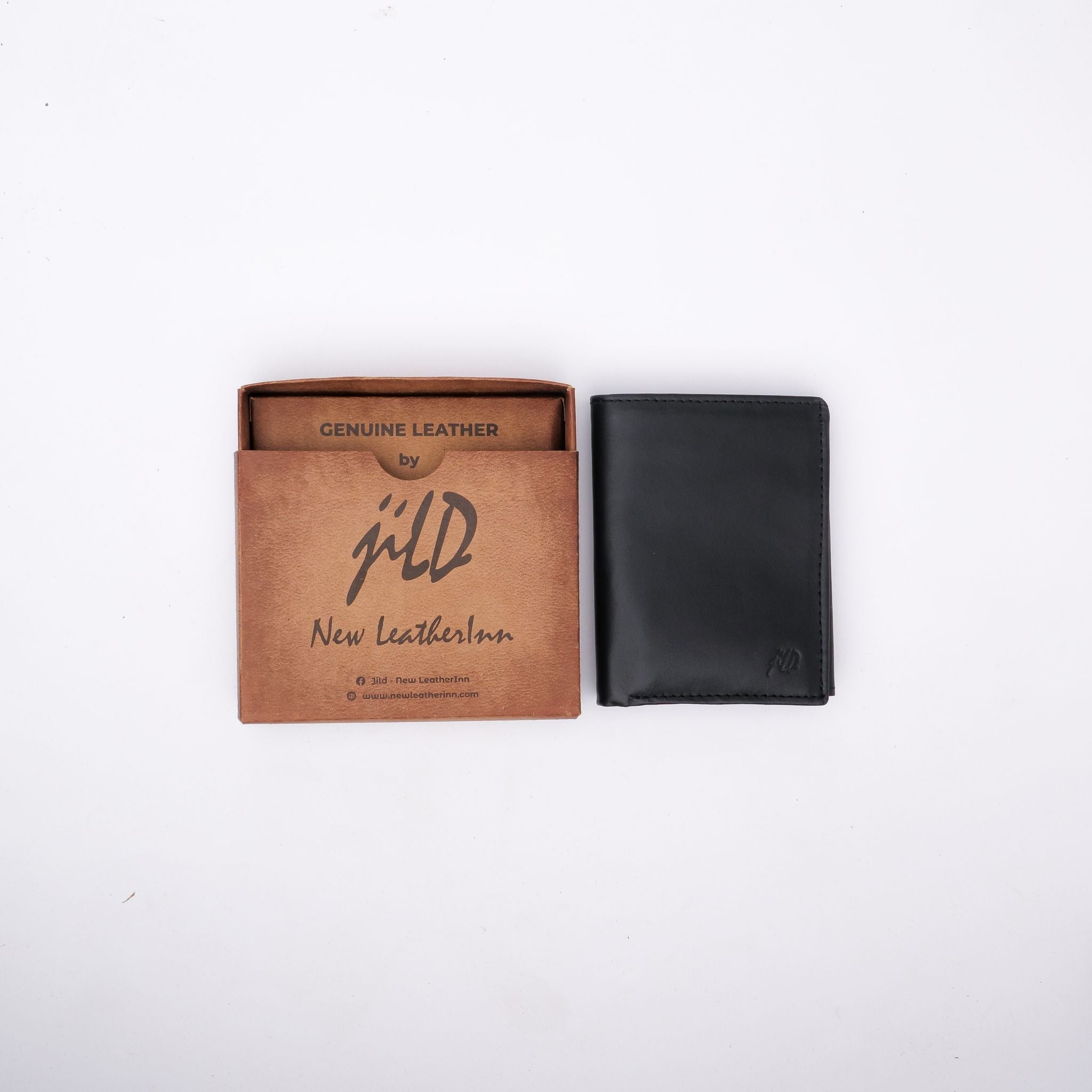 Compact Black Leather Wallet featuring multiple card slots and a coin pocket, elegantly designed for convenience and style.