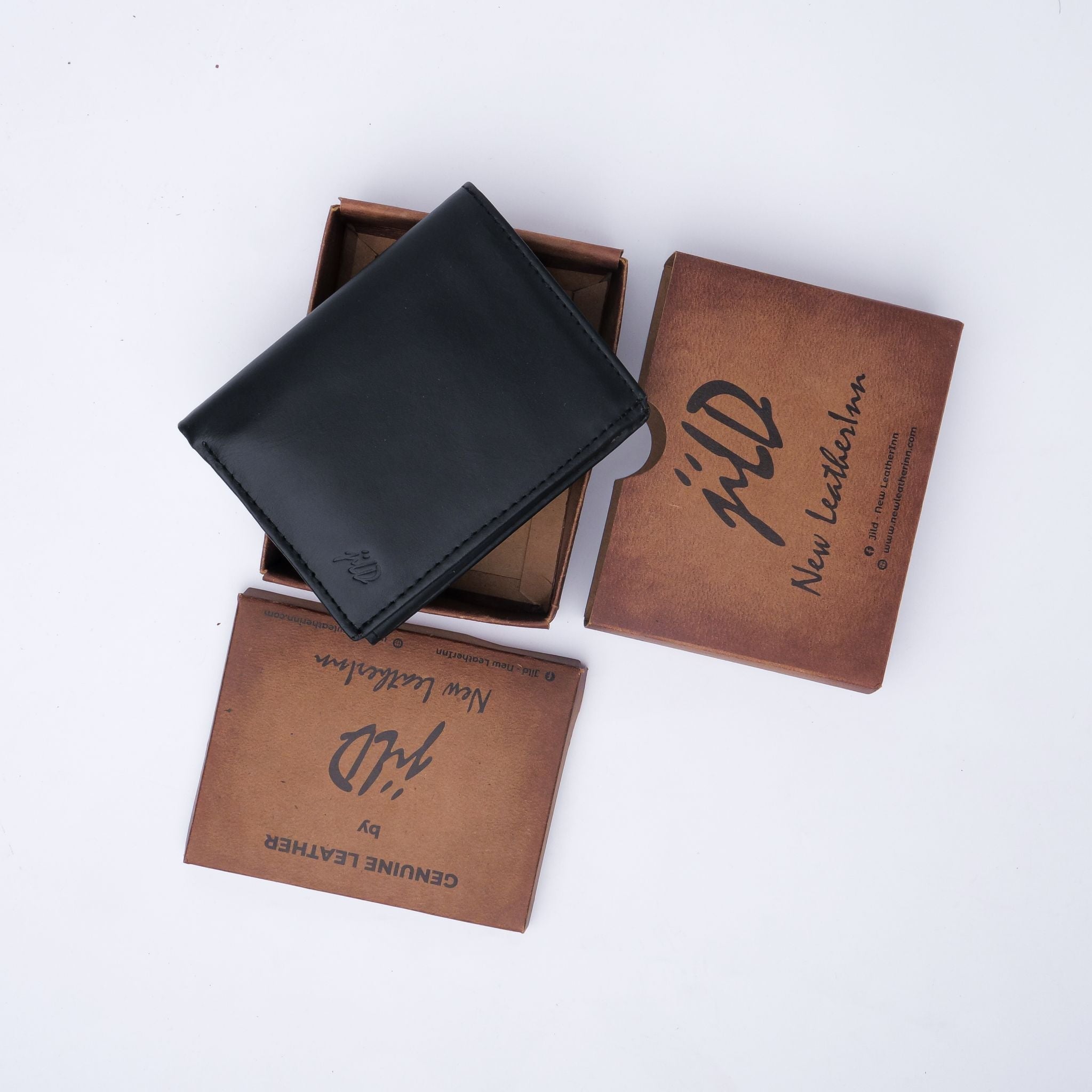 Compact Black Leather Wallet featuring multiple card slots and a coin pocket, elegantly designed for convenience and style.