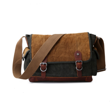 Contrast Color Retro Covered Canvas Messenger Bag featuring a stylish design with a solid color pattern and a secure zipper pocket.