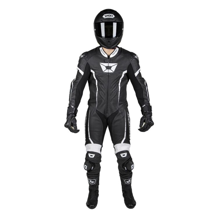 Cortech Adrenaline GP Race Suit showcasing premium cowhide leather, titanium shoulder sliders, and aerodynamic design features.