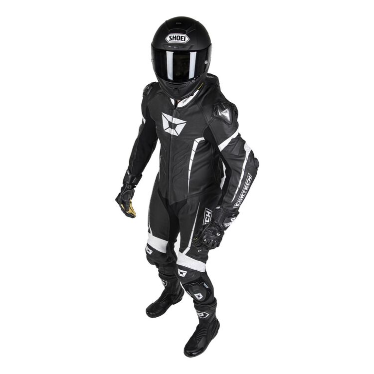 Cortech Adrenaline GP Race Suit showcasing premium cowhide leather, titanium shoulder sliders, and aerodynamic design features.