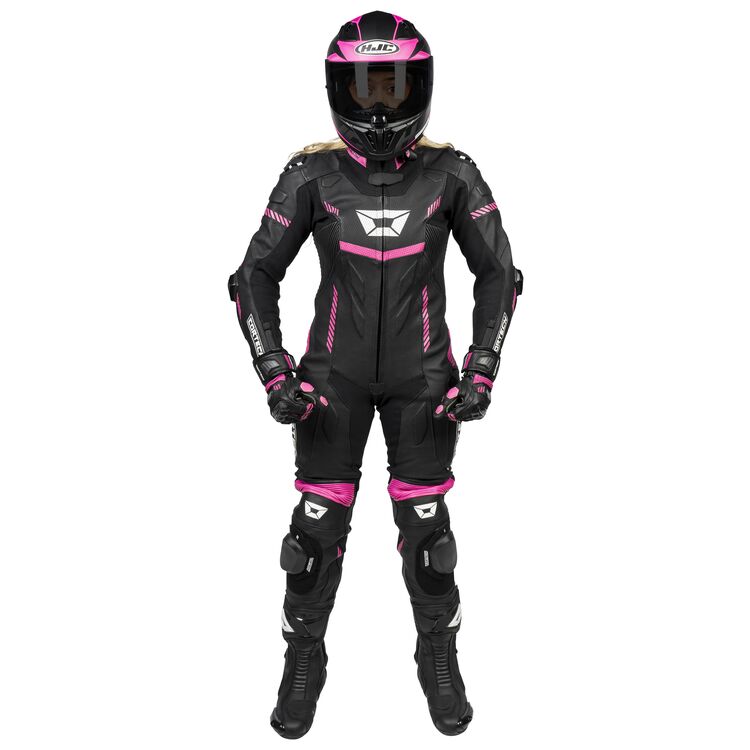 Cortech Revo Sport Air Women's Race Suit showcasing its sleek design and protective features, made from high-quality cowhide leather.