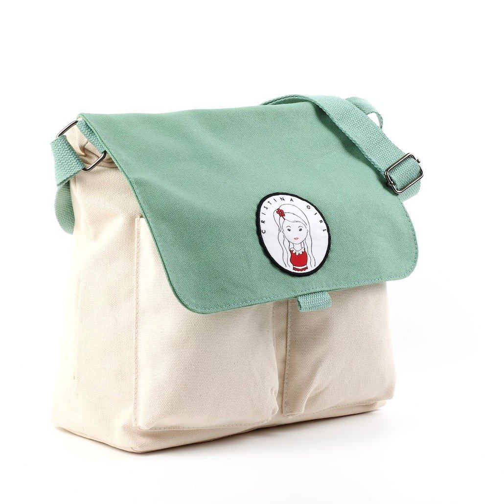 Stylish two-tone cross body bag made of durable canvas, featuring adjustable strap and multiple pockets.