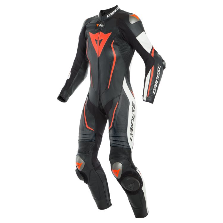 Dainese Misano 2 D-Air Perforated Women's Race Suit showcasing advanced safety features and stylish design.