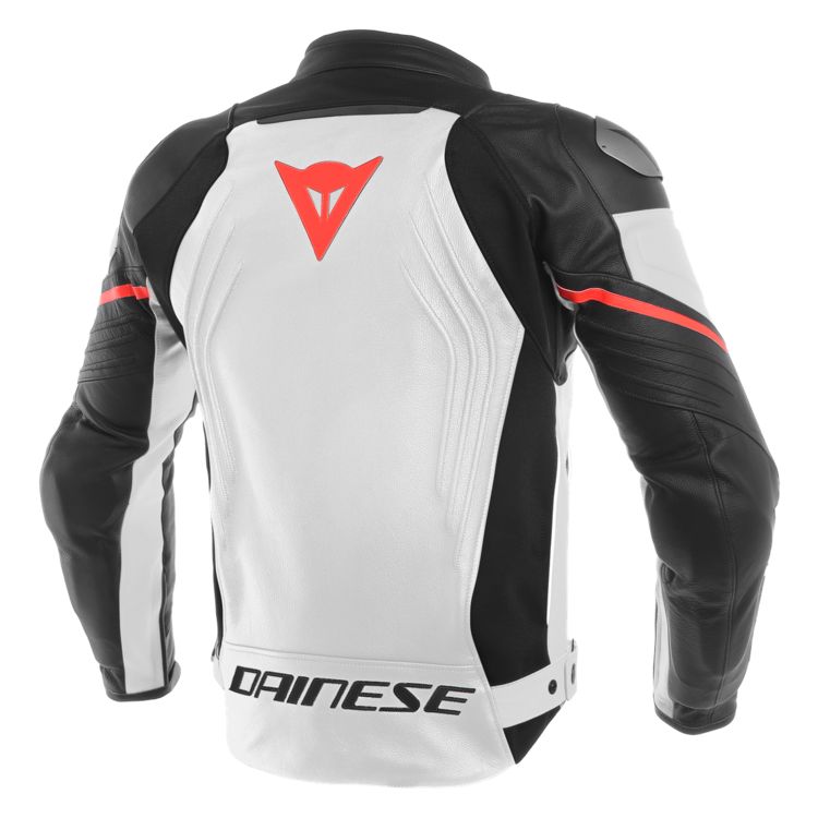 Dainese Racing 3 Leather Jacket showcasing premium Tutu cowhide leather and co-injected shoulder protection.