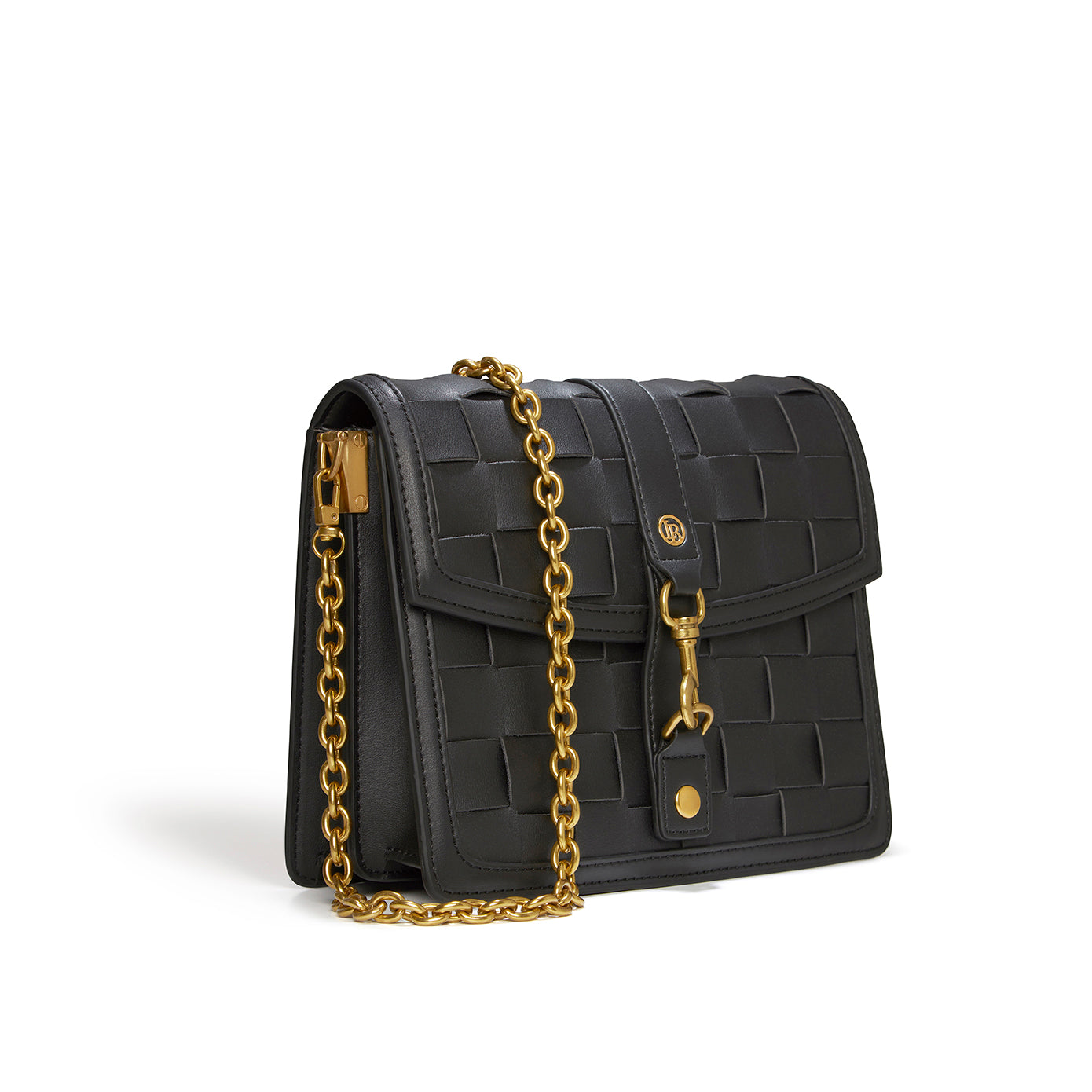 Daisy Black Vegan Shoulder & Crossbody Bag made from handwoven Blue Star Vegan leather with Matt Gold hardware.