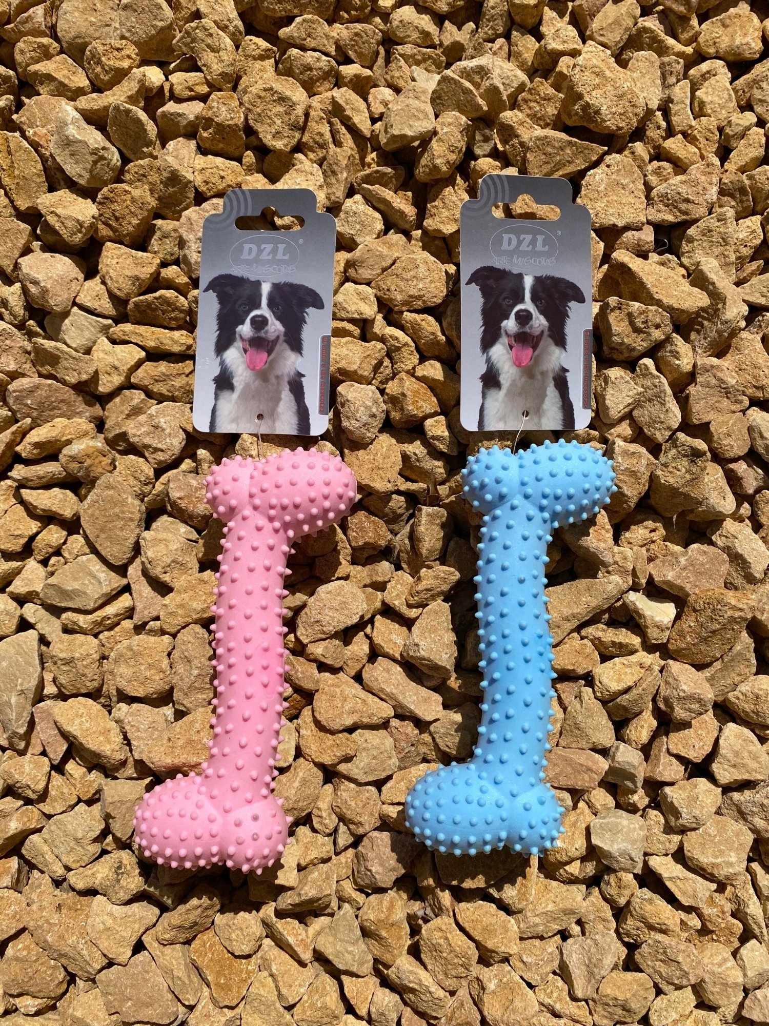 Dental Dog Chew Toy in blue and pink colors, designed for puppies to promote healthy chewing habits and dental care.