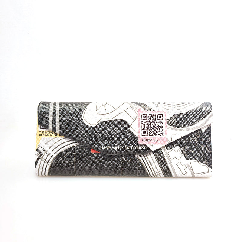 DiSCARVERY Map Sunglass Case featuring vibrant map print and QR codes for travel experiences.