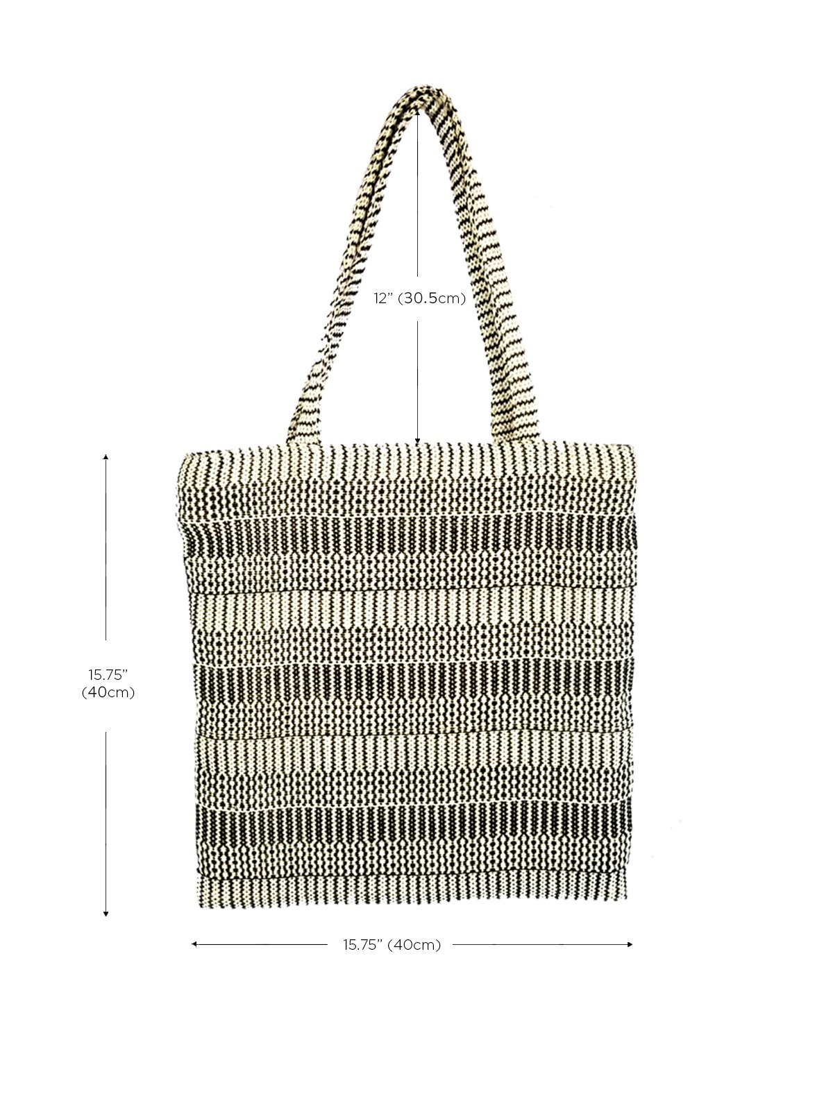 Dobi Daily Bag in Black, made from handwoven jute-cotton fabric with soft handles, perfect for everyday use.