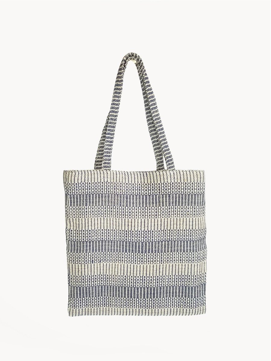 Dobi Daily Bag in Blue, made from handwoven jute-cotton fabric with soft handles, perfect for everyday use.