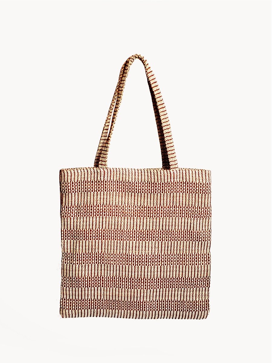 Dobi Daily Bag in Brown, made from soft jute-cotton fabric with stylish handles, perfect for everyday use.