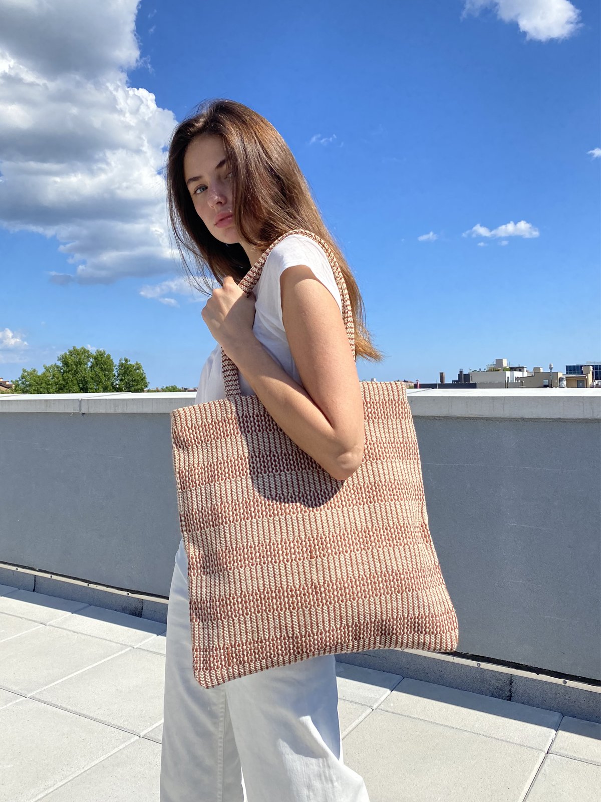 Dobi Daily Bag in Brown, made from soft jute-cotton fabric with stylish handles, perfect for everyday use.