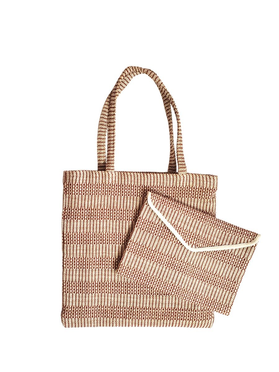 Dobi Daily Bag in Brown, made from soft jute-cotton fabric with stylish handles, perfect for everyday use.